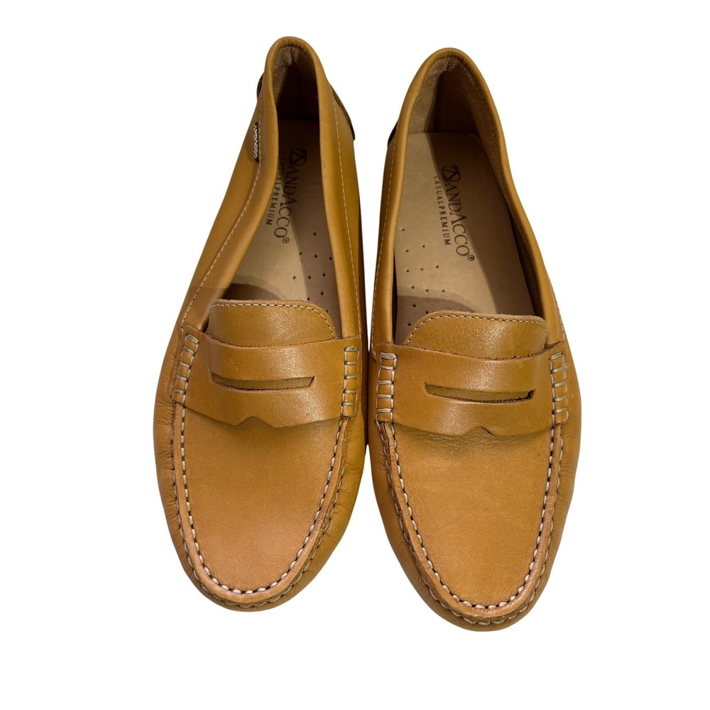 Andacco Leather‎ Penny Loafers Women's Tan Brown Slip On Casual Shoes